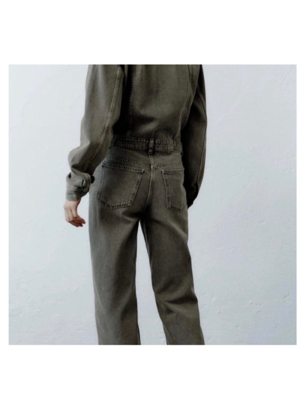Women's ZARA Gray Denim Jumpsuit Coveralls Size Medium - Picture 3 of 9